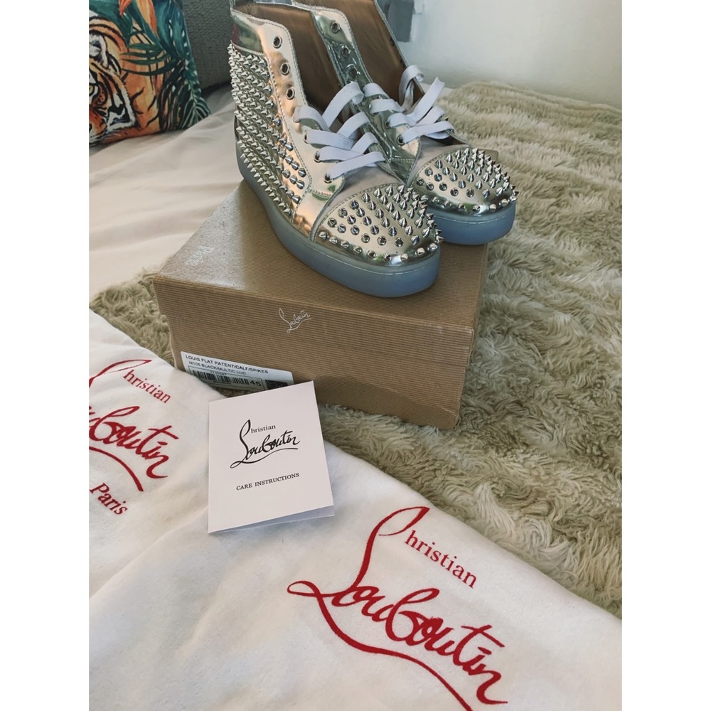 Christian Louboutin Silver Louis Flat Spikes